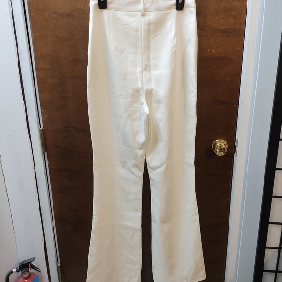 Missguided Tall White Crepe Wide Leg Trousers, White Women's pants - Picture 3 of 8